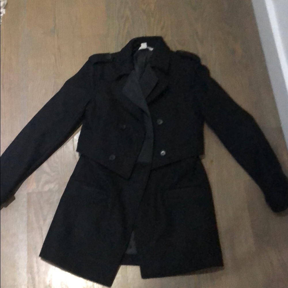 Double breasted pea coat black SLVR Adidas